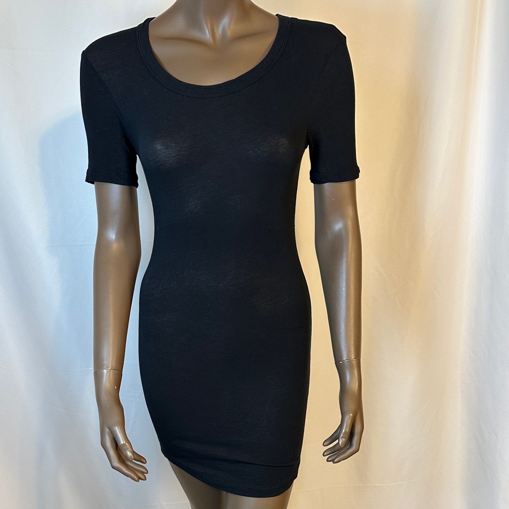 James Perse Black Short Sleeve Shirt Dress